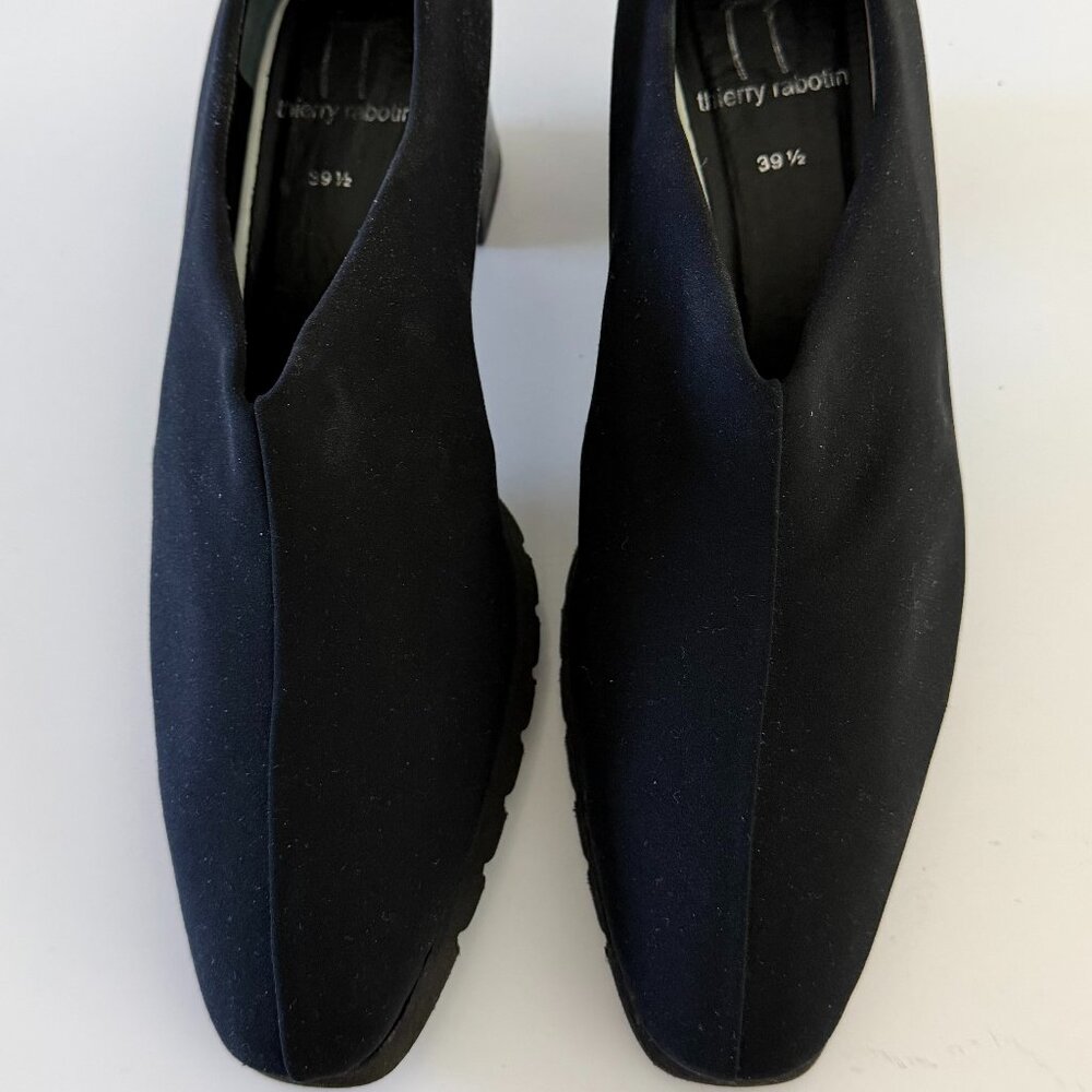 Thierry Rabotin Black Microfiber & Leather Heels Womens Size 39.5  US 8.5